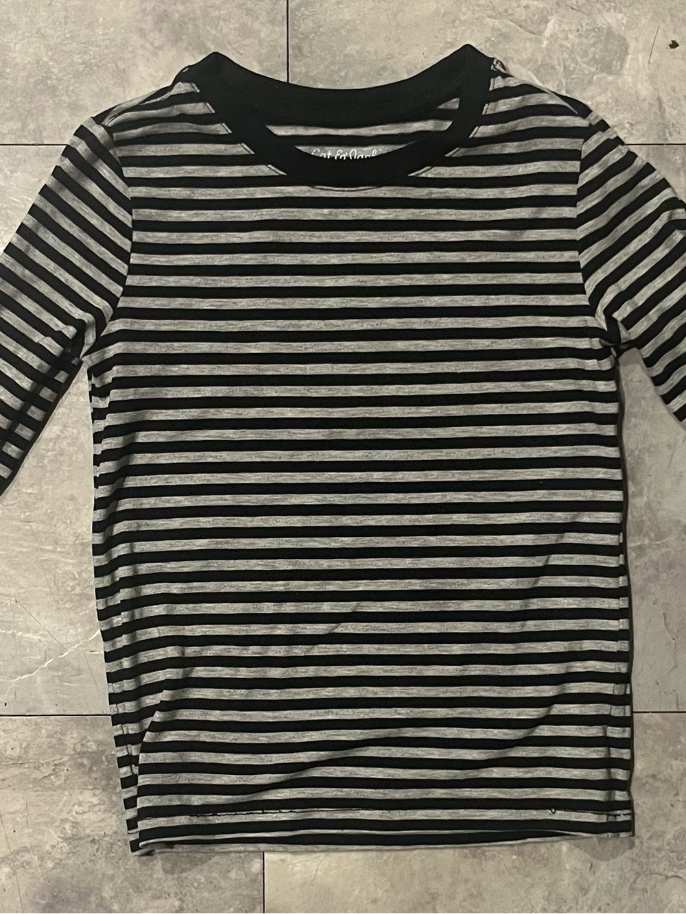 Cat & Jack Black and Gray Striped Long Sleeve Tee